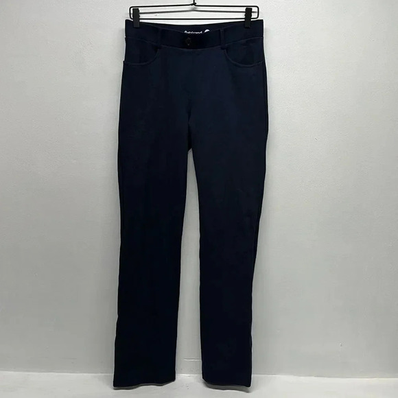 Betabrand Dress Pant Yoga Pants Straight Leg 7 Pocket Elastic Waist Navy Medium - Picture 1 of 10